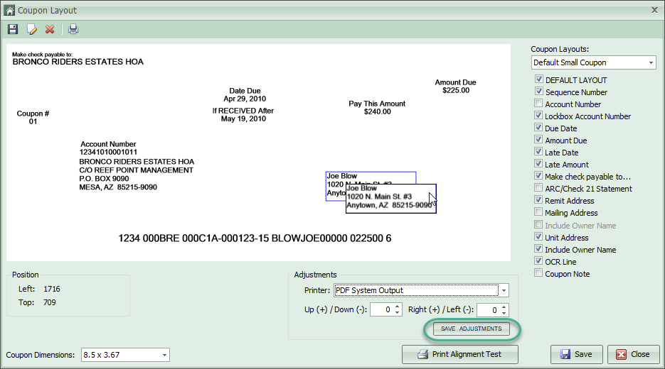 Statement and Coupon Setup