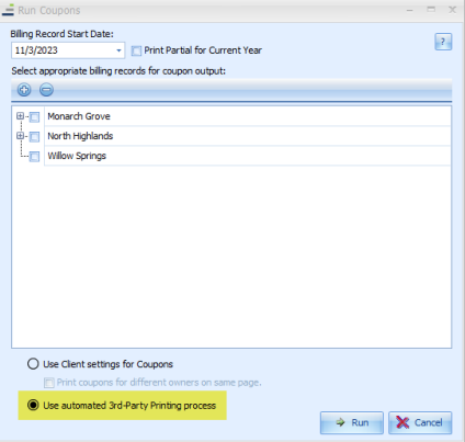 Automated 3rd Party Printing for Coupons and Statements- HOA Mailers