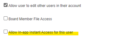 In-app Instant Access: Setting up mobile users