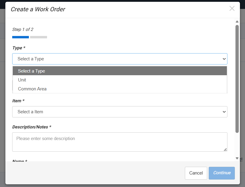Resident - Creating Work Order/Common Area Work Orders